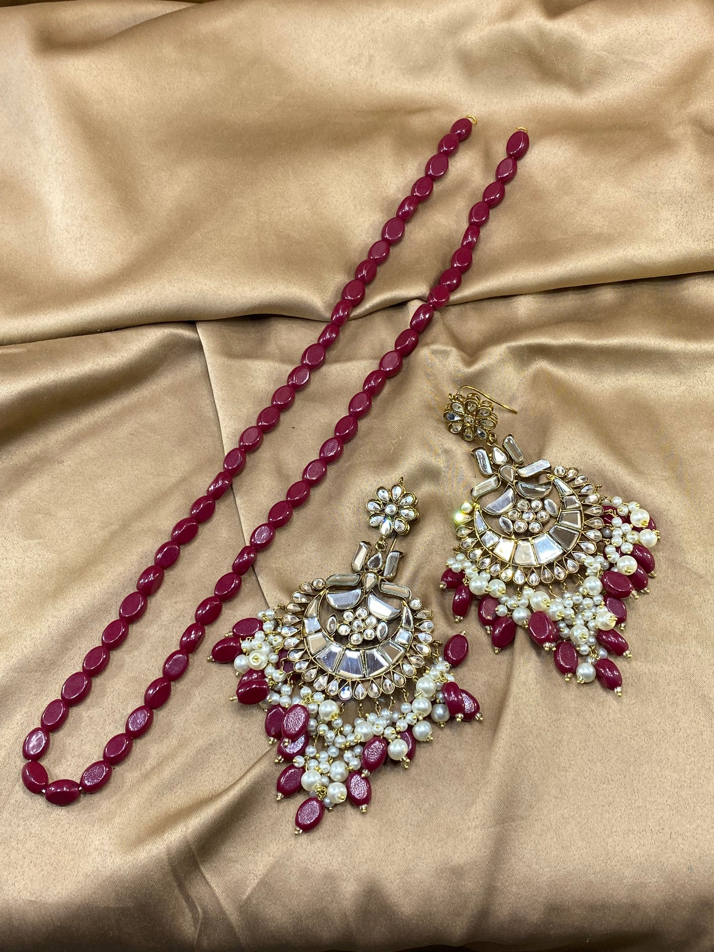 Kundan Long Earrings and Maala