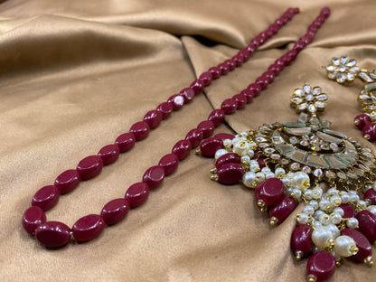 Kundan Long Earrings and Maala