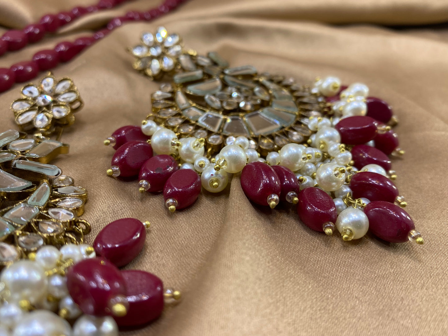 Kundan Long Earrings and Maala