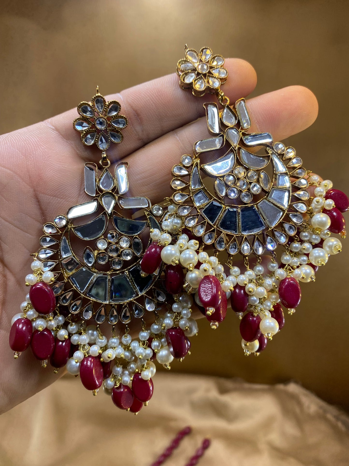 Kundan Long Earrings and Maala