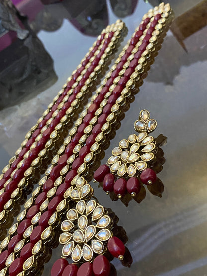 5 layers Kundan Long Mala and Earrings