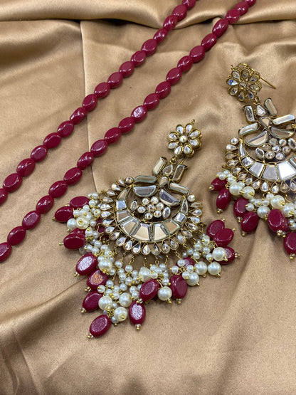 Kundan Long Earrings and Maala