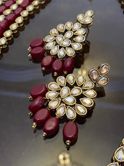 5 layers Kundan Long Mala and Earrings