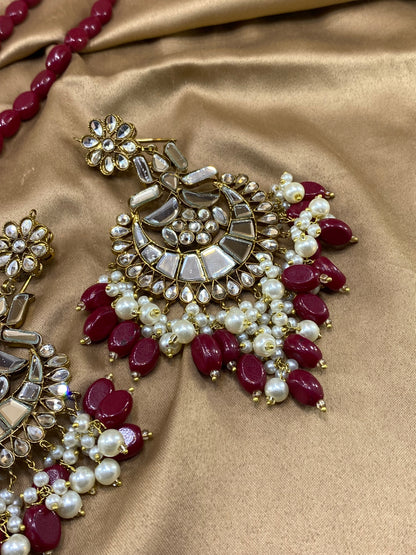 Kundan Long Earrings and Maala