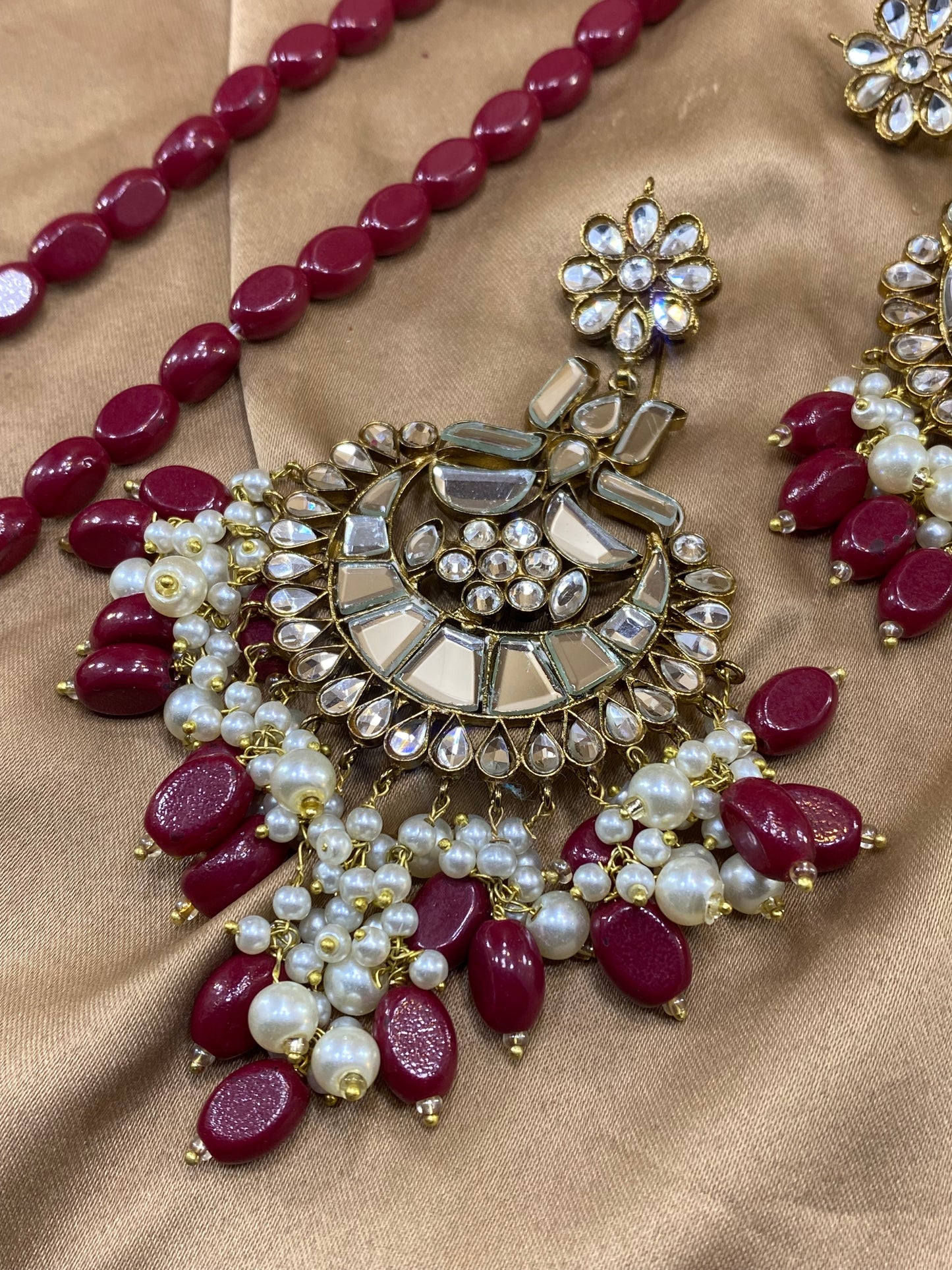 Kundan Long Earrings and Maala