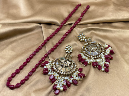 Kundan Long Earrings and Maala